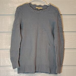 Loft Womens Medium Light Blue Scalloped Neckline Boho Cottage Core 100% Cotton